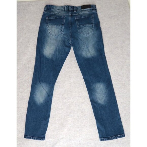 Stylo Skinny Jeans Distressed Dark Washed Blue Denim Stretch Men's Actual 32x29 - Picture 6 of 13